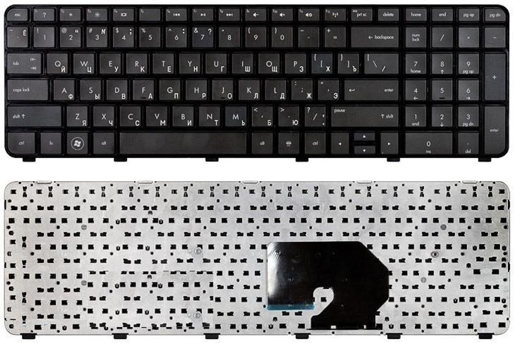 Клавиатура для ноутбука HP Pavilion DV7-6000, DV7-6100 Series. Плоский Enter. Черная, с черной рамкой