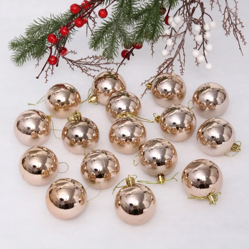 Новогодние шары 6 см (набор 24 шт) «Глянец», шампань