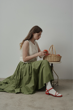 Юбка асимметричная двухслойная из пыльно-зеленого батиста ПРЕДЗАКАЗ