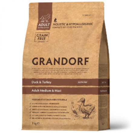 Grandorf 1кг Adult Medium & Maxi Holistic Duck & Turkey для собак средних и крупных пород, утка с индейкой