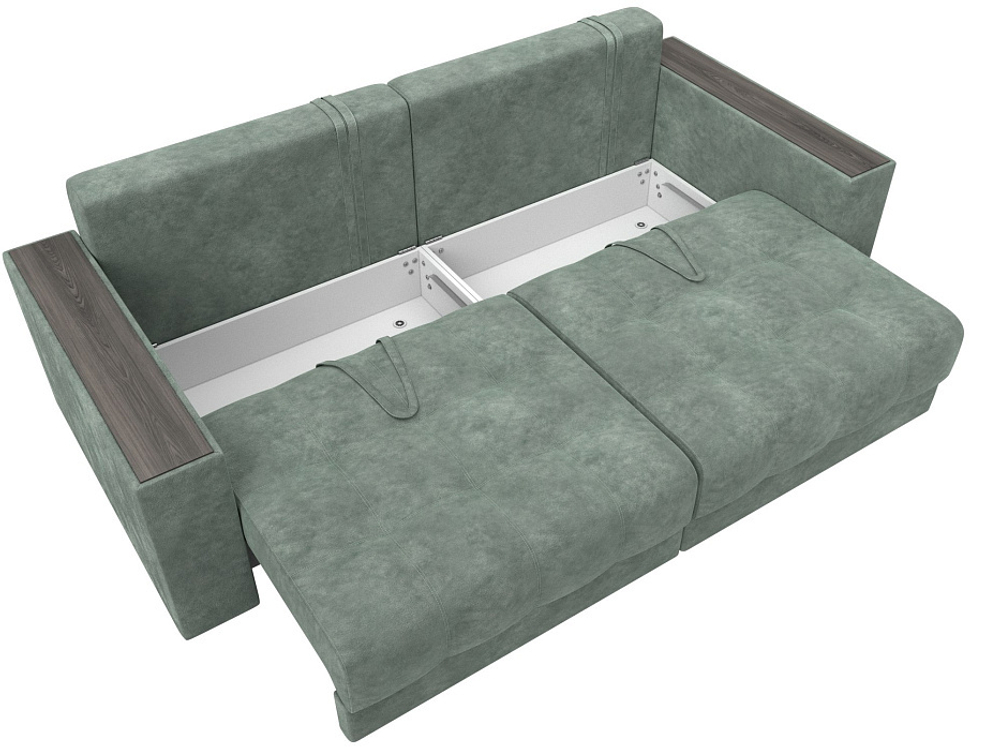 Диван прямой с декором Лига-049 НПБ, BRUT 08 ВЕЛЮР зеленый