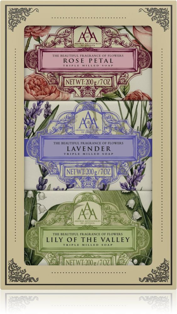 The Somerset Toiletry Co. Rose Petal Bar soap 200 г + Lavender bar soap 200 г + Lily of the valley Bar soap 200 г Aromas Artesanales de Antigua Scented Soaps