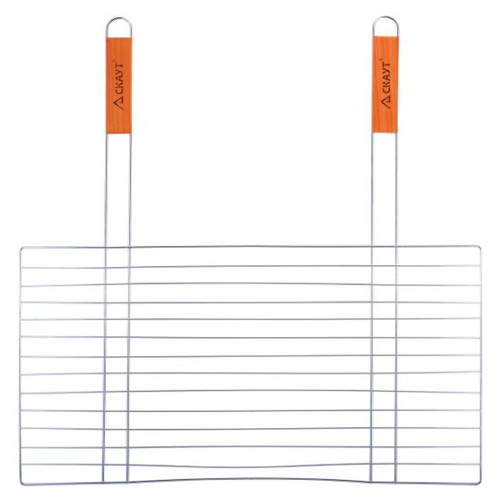 Решетка для гриля плоская 58х30 см СКАУТ СК-0742 с 2-мя деревянными ручками