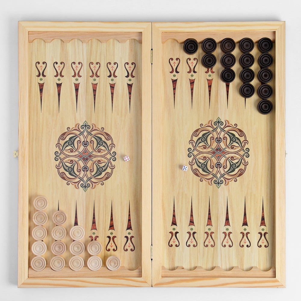 Нарды в деревянной коробке "Лев" большие 60х60 см. SA-42806