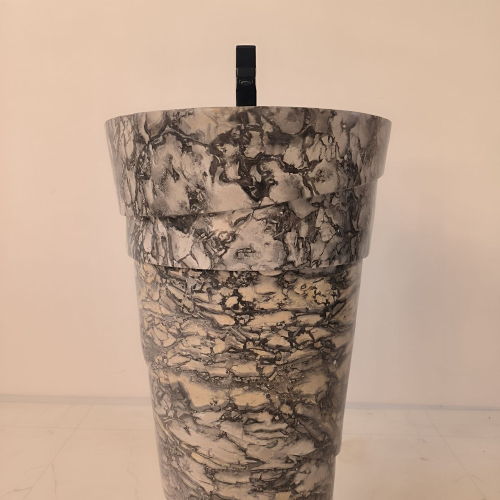 Раковина напольная из мрамора Pedestal Doreng Spiral MN-04201 (45*45*90 см)