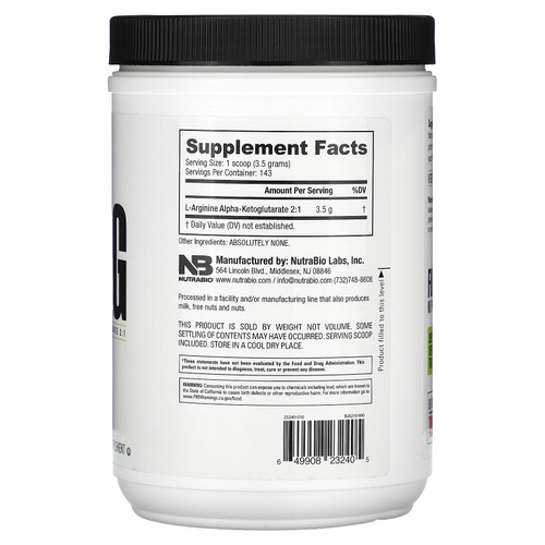 NutraBio, AAKG`` 500 г (1,1 фунта)