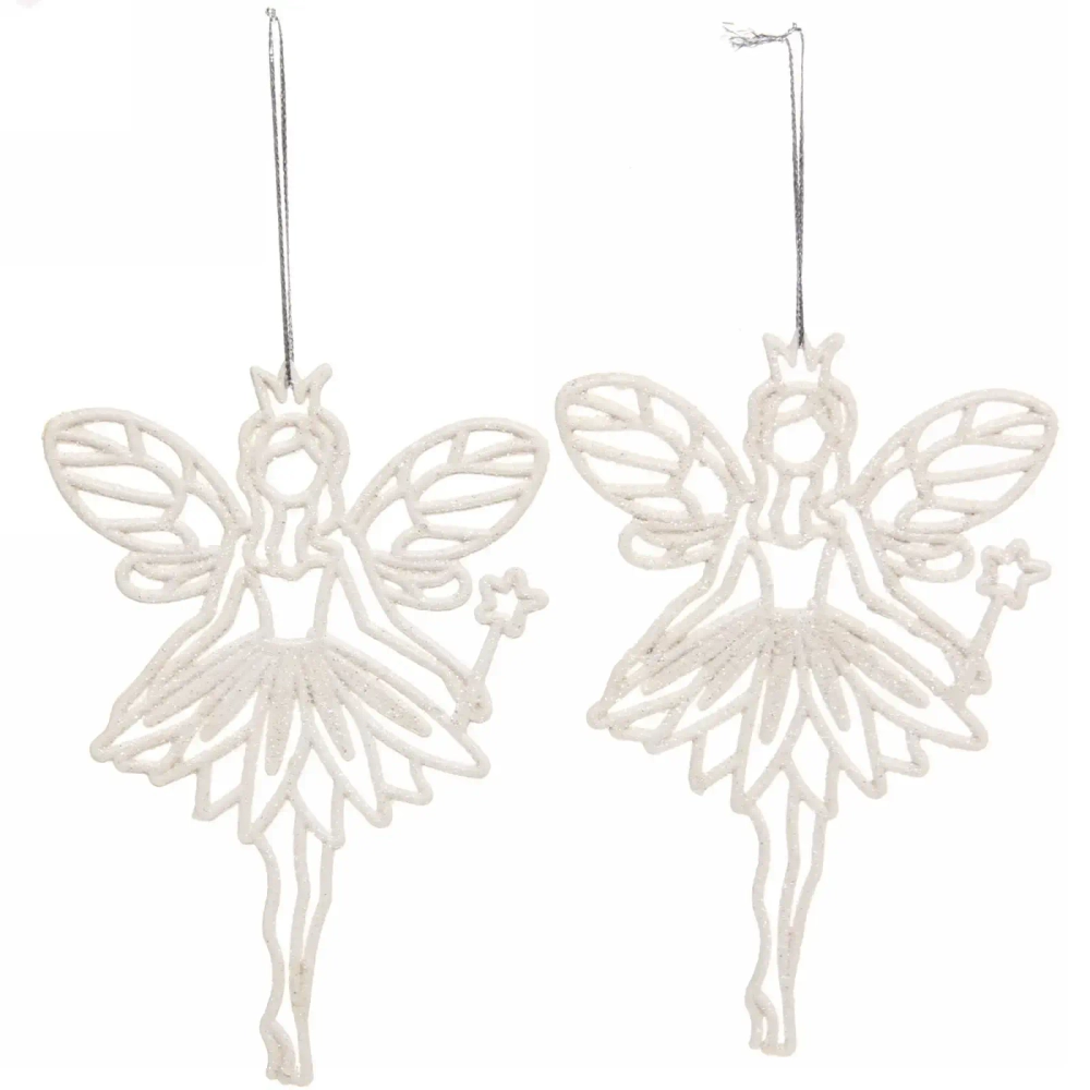 Подвески в блестках «Снежная фея» 14 см (набор 2шт), белый
