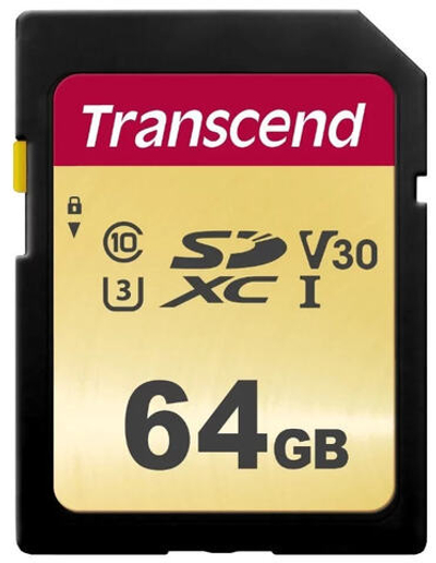 Карта памяти SD 64GB Class 10 U3 Transcend TS64GSDC500S