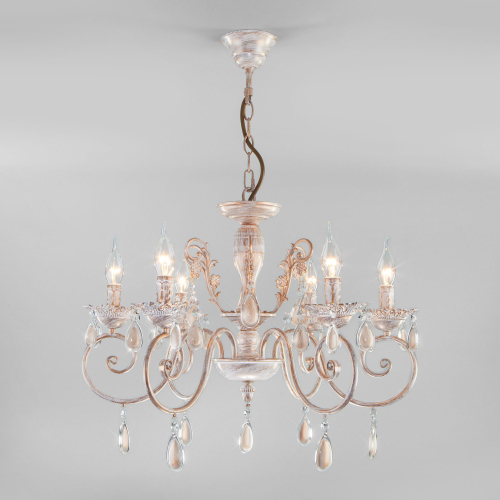 Подвесная люстра с хрусталем 10009/6 золото с белым