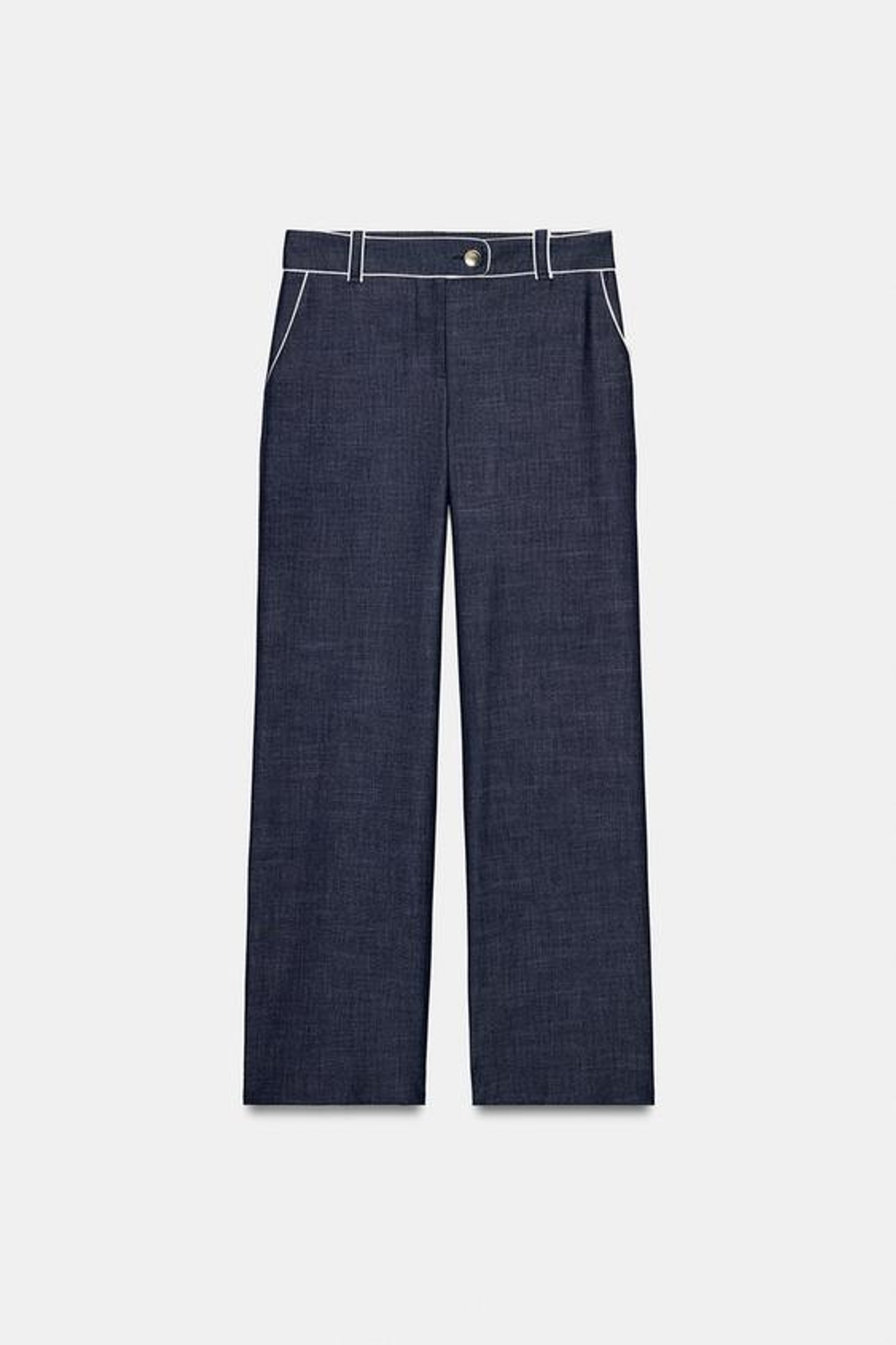 ZARA ШИРОКИЕ БРЮКИ С КОНТРАСТНЫМИ ВСТАВКАМИ, ИНДИГО