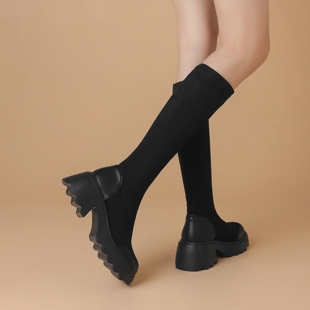 BOERDIQI Slim Boots Knee high Boots 5.5cm Women"s Black