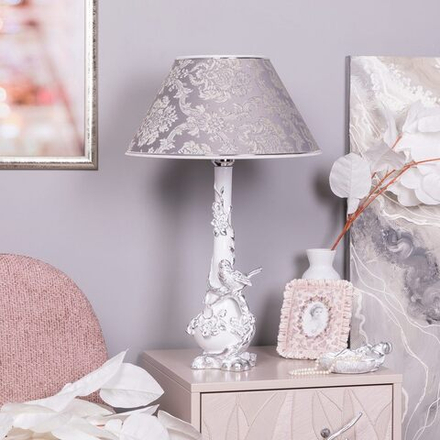 Настольная лампа Терра Белый с абажуром №38 Vatican (Ватикан) Сильвер