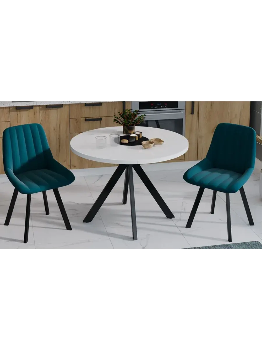 Стол кухонный обеденный круглый раздвижной 100,3х100,3х75 см