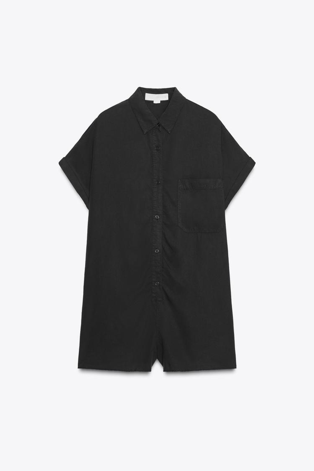 ZARA КОМБИНЕЗОН ИЗ СТРУЯЩЕЙСЯ ТКАНИ С КАРМАНАМИ, ЧЕРНЫЙ