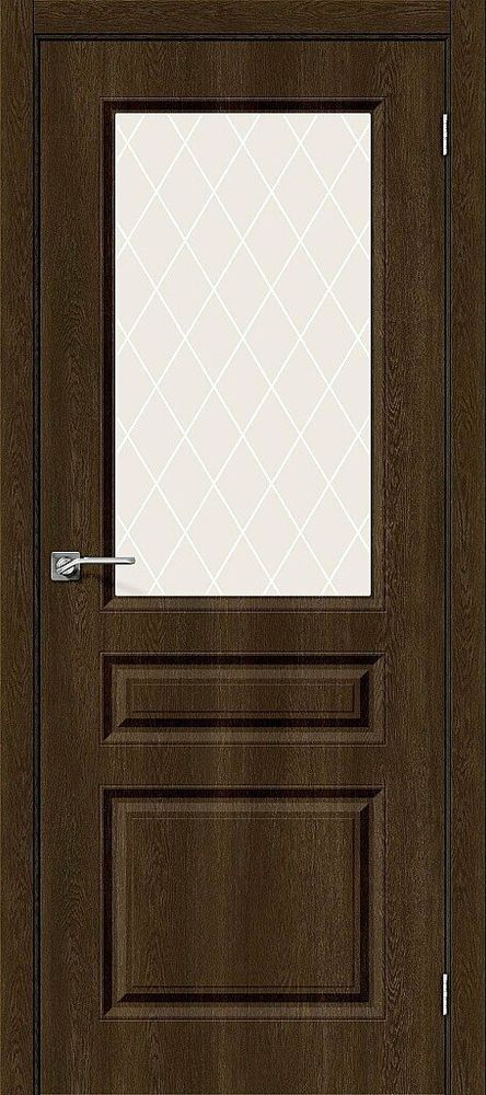 Дверь Скинни-15 / Цвет Dark Barnwood / Стекло White Сrystal / Двери Браво