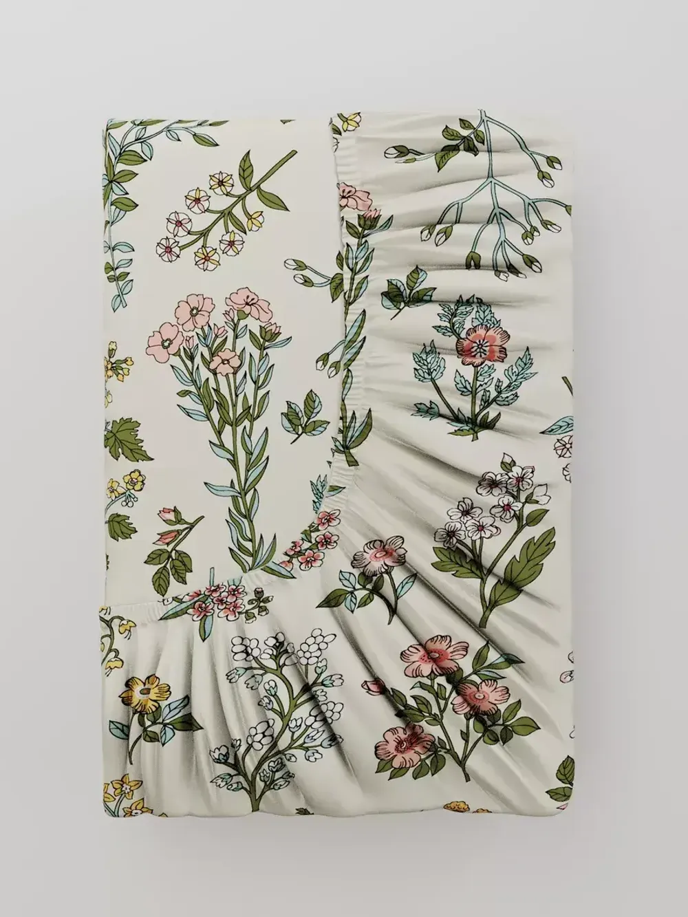 Постельное белье "Botany" семейное наволочки 50х70 2шт Простынь на резинке 160х200 см Пододеяльник 145х215 см(2шт) Сказка сатин