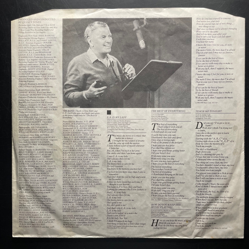 Frank Sinatra With Quincy Jones And Orchestra ‎– L.A. Is My Lady (Скандинавия 1984г.)