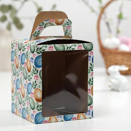 КУ-281 д/кулича с окном 15*15*18 ПАСХАЛЬНЫЕ ЯЙЦА