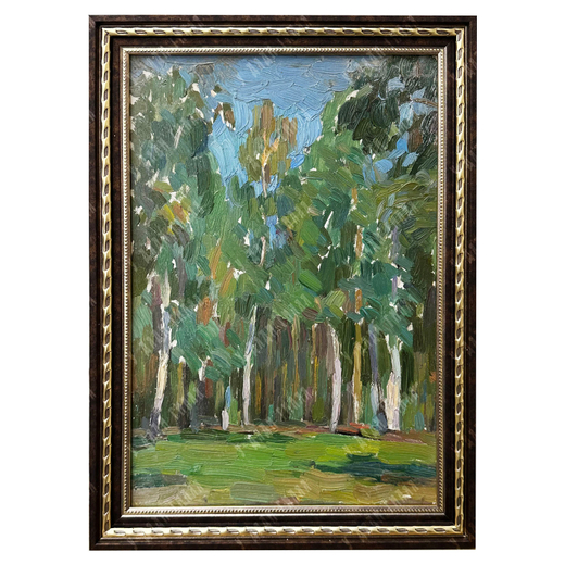 Динес Ю. С. Летний лес. Этюд. Картон, масло. 1956