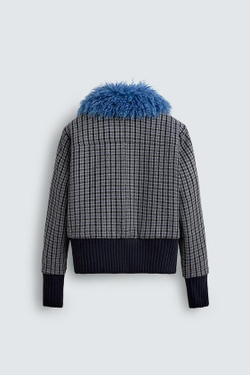 ZARA HARRY LAMBERT X DISNEY БОМБЕР В КЛЕТКУ С КОМБИНИРОВАННОЙ ОТДЕЛКОЙ, КОРИЧНЕВЫЙ/СИНИЙ