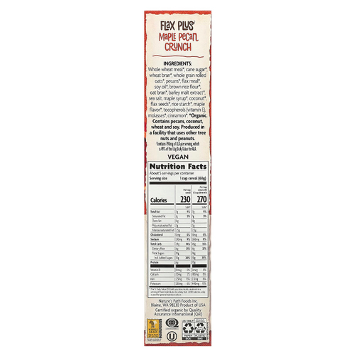 Nature's Path, Organic Flax Plus®, хлопья с кленовым пеканом, 325 г (11,5 унции)