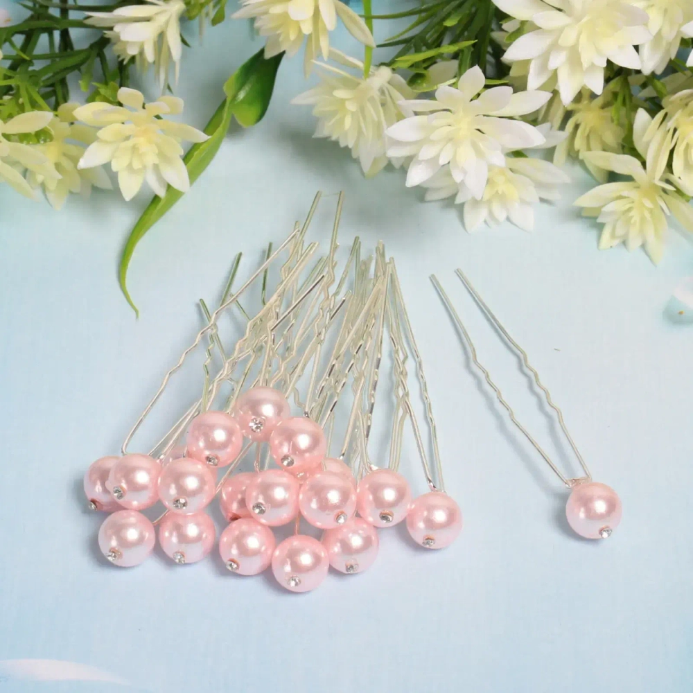 Шпильки для волос в тубе 20шт «Hair Beauty», жемчужинка, микс 4 цвета, d-0.8см