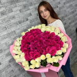 Букет из 101 розы сердцем