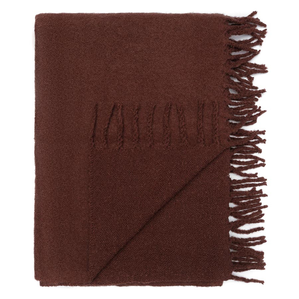 Плед мохеровый шоколадного цвета из коллекции essential, 130х180 см
