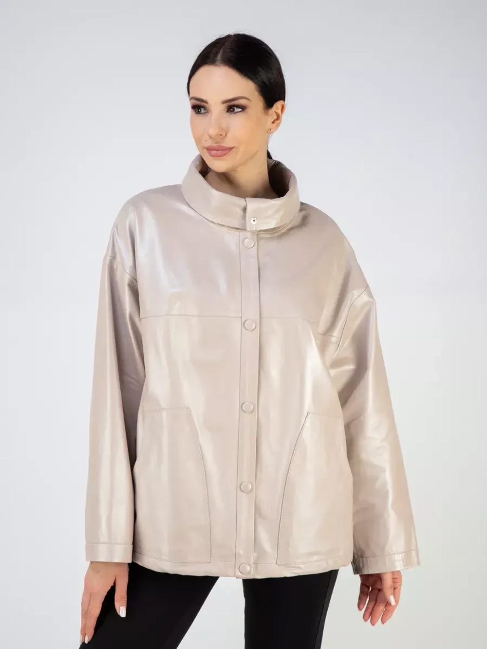 Кожаная куртка демисезонная оверсайз