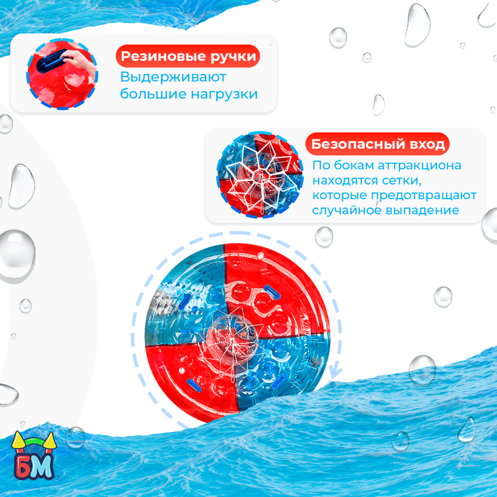 Аттракцион Водный роллер (Гидророллер) "Красно-синий" ПВХ, 2.2*2*2 м