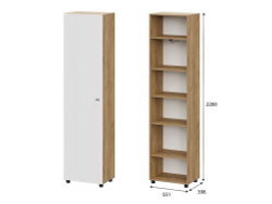 Милан шкаф одностворчатый Дуб Золотой / Белый Матовый