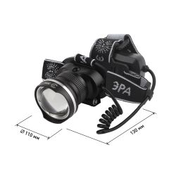 Фонарь налобный светодиодный ЭРА GA-806 аккумуляторный мощный 3 режима черный c регулируемая фокусировка луча | Налобные фонари