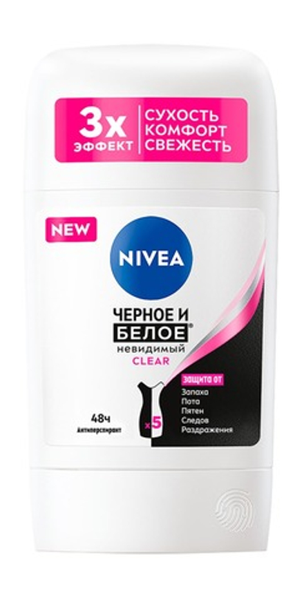 NIVEA ДЕЗ  СТИК ЖЕН ЧЕРНОЕ И БЕЛОЕ CLEAR 50 МЛ*15