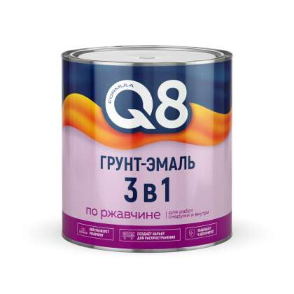 Грунт-эмаль по ржавчине Formula Q8, белая, 1,9 кг