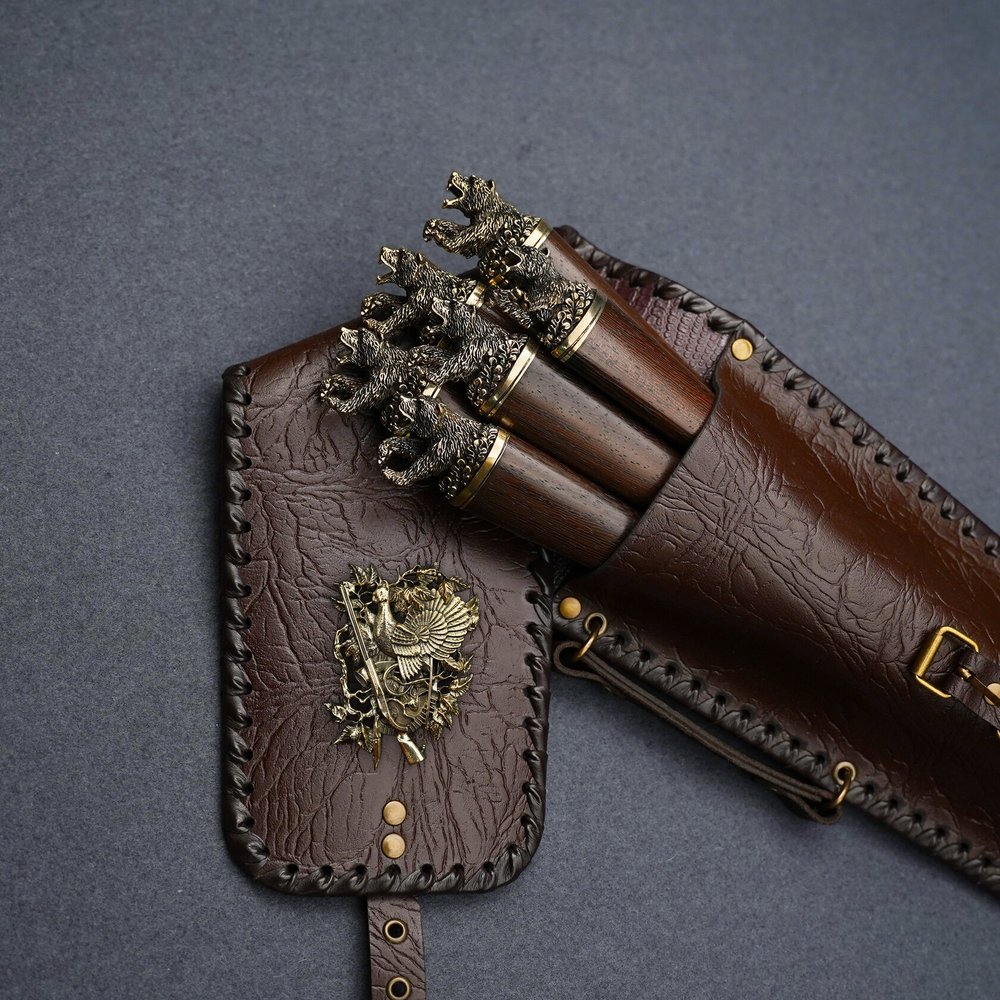 Подарочный набор шампуров "Царь Леса", рукояти венге