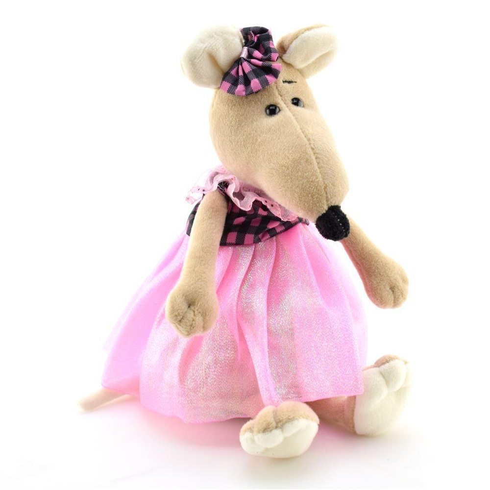 Крыса Анфиса в платье с бантом, 21 см.