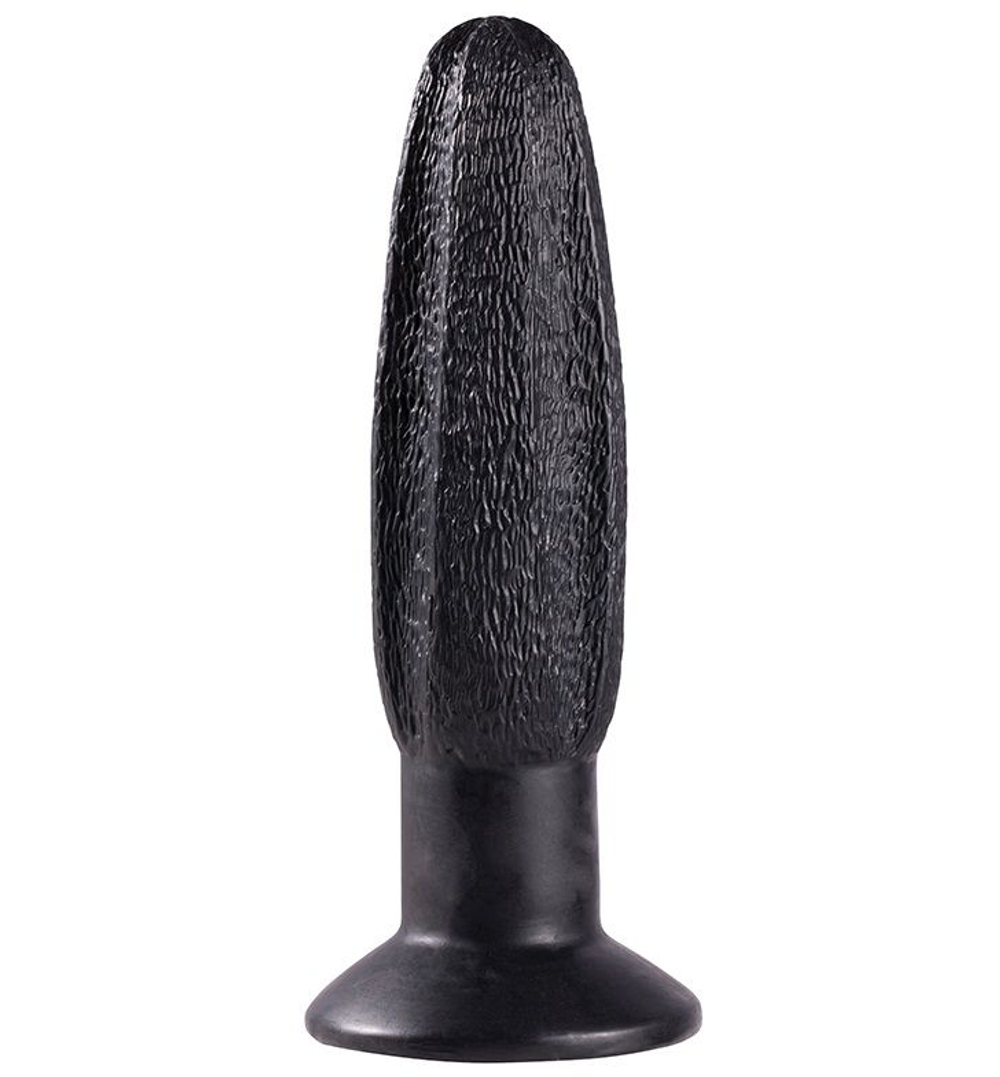 Чёрная анальная пробка с рельефной поверхностью MENZSTUFF GROOVY PROBE - 13 см. (Цвет: черный)
