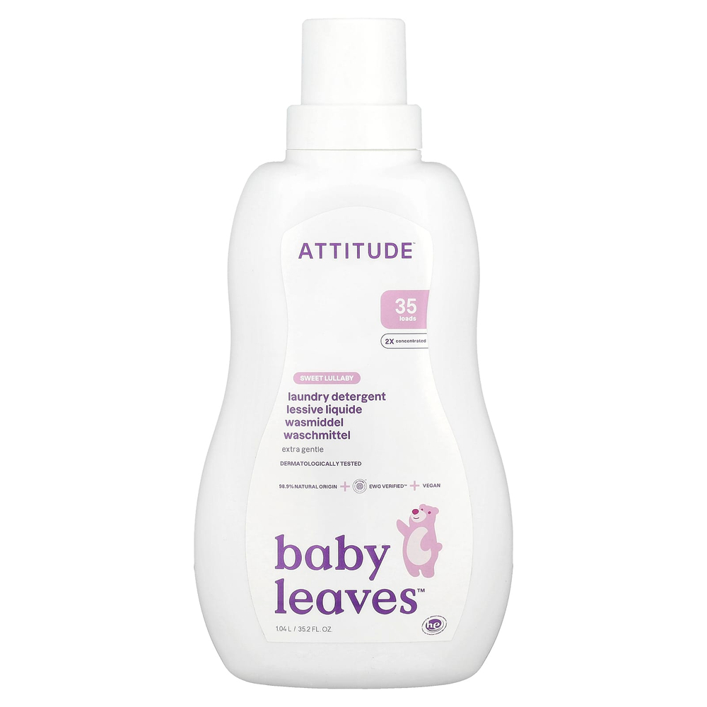 ATTITUDE, Baby Leaves ™, средство для стирки, Sweet Lullaby, 1,04 л (35,2 жидк. Унции)