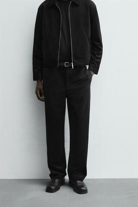 ZARA БРЮКИ ИЗ РЕЛЬЕФНОГО ВЕЛЬВЕТА, ЧЕРНЫЙ