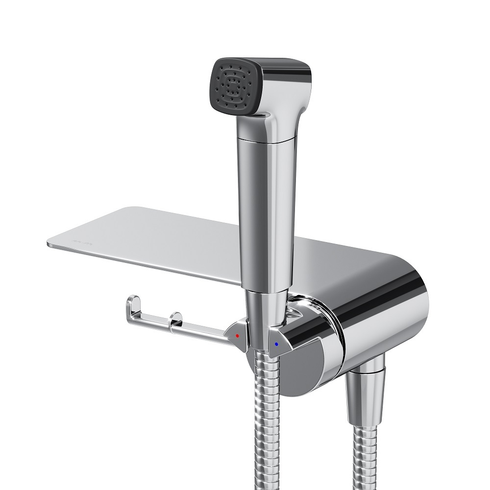 Набор: смеситель с полкой скрытого монтажа, гигиентическая лейка, шланговое присоединение с держателем AM.PM Func F0H8F900