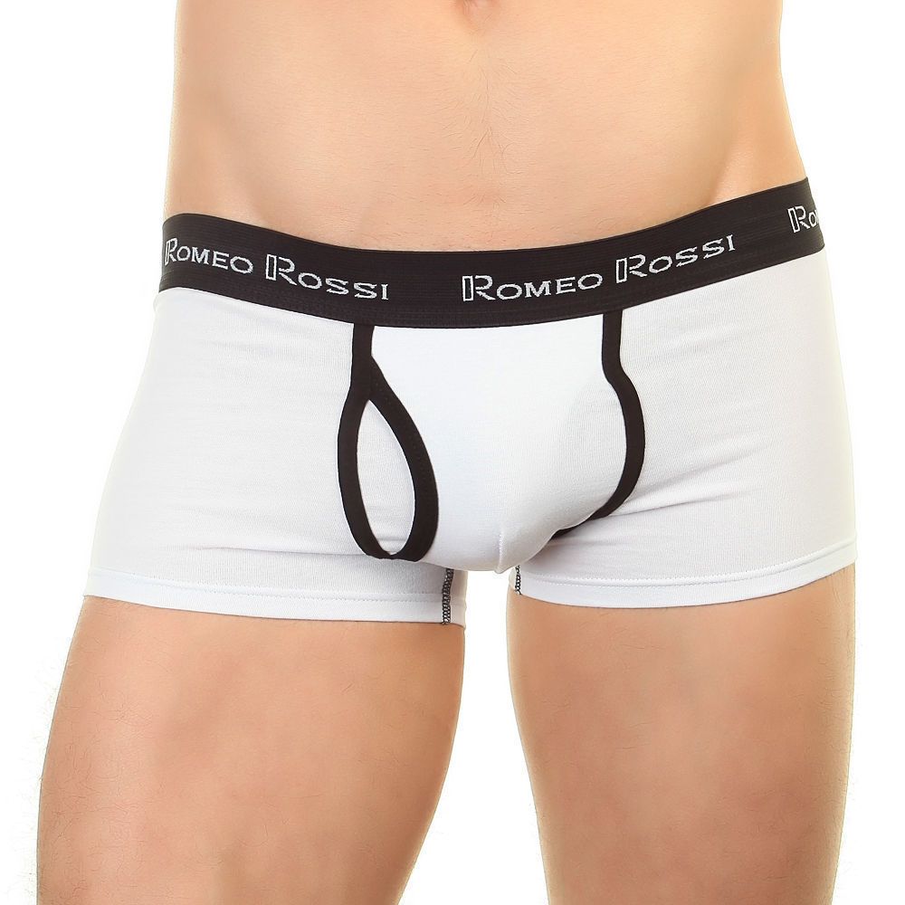 Мужские трусы боксеры белые с черной окантовкой  Romeo Rossi RR365-101