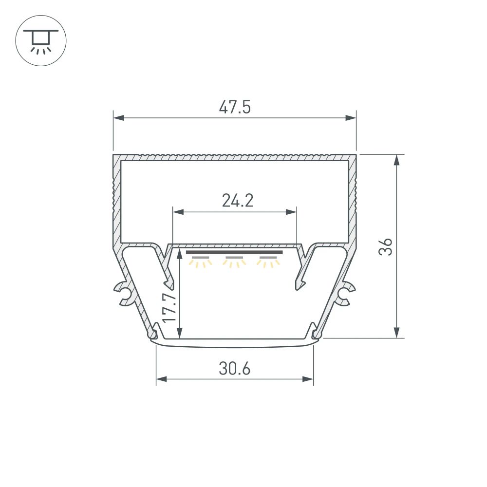 Профиль STRETCH-S-35-CEIL-CENTER-2000 (GAMMA35) (Arlight, Алюминий) 040699