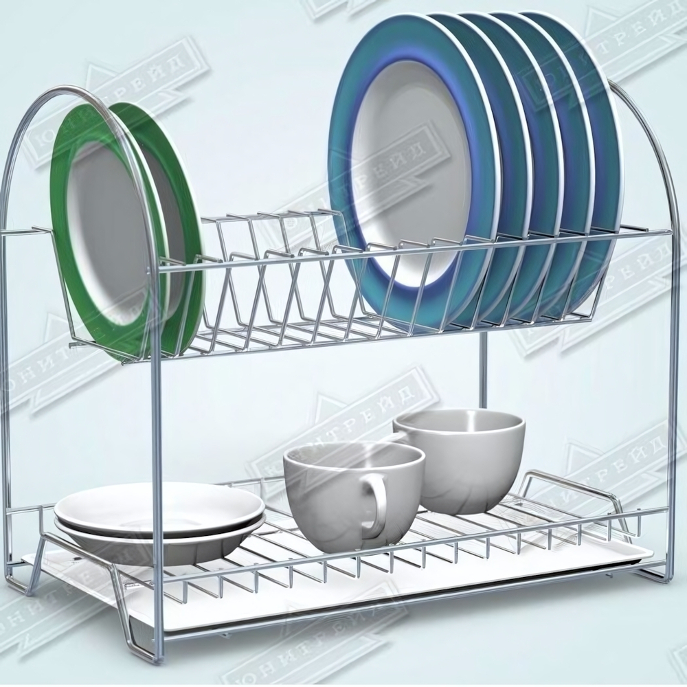 Тарелосушка настольная "Люкс" краш. "хром" с поддоном (Арт. тнп-5.8)