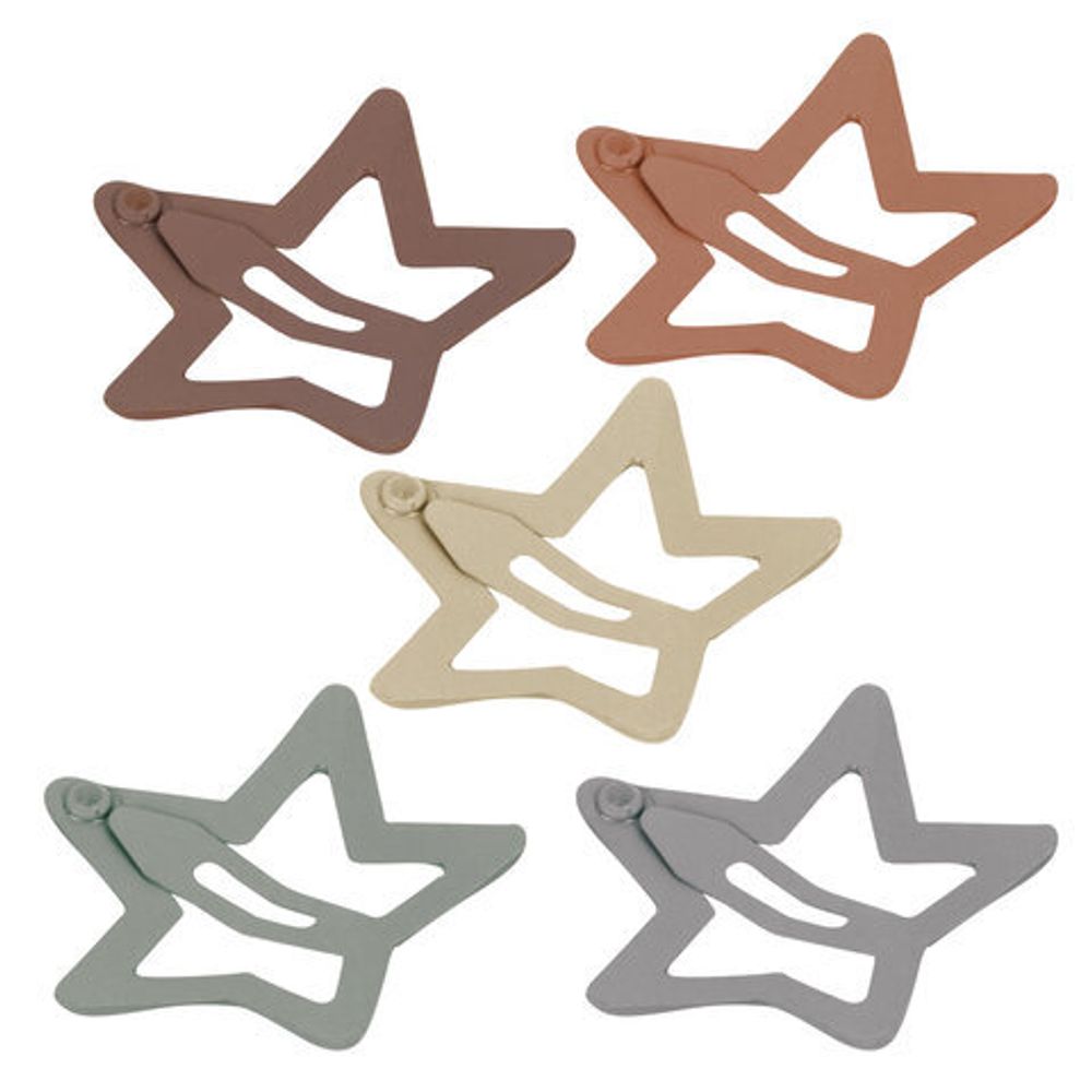 Заколки для волос НАБОР 10 шт., 3,5 см, клик-клак, звездочки, матовый, разные цвета, MONTE VITA, 457084