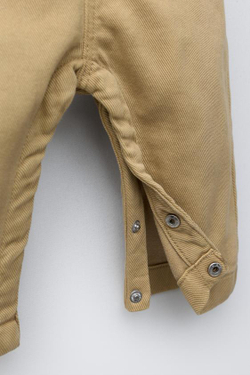 ZARA ДЛИННЫЙ ОДНОТОННЫЙ КОМБИНЕЗОН ИЗ САРЖИ, БЕЖЕВЫЙ