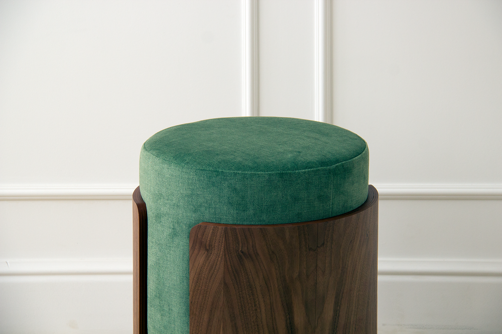 Пуф Lagom (зелено-голубой FiberGuard, орех)