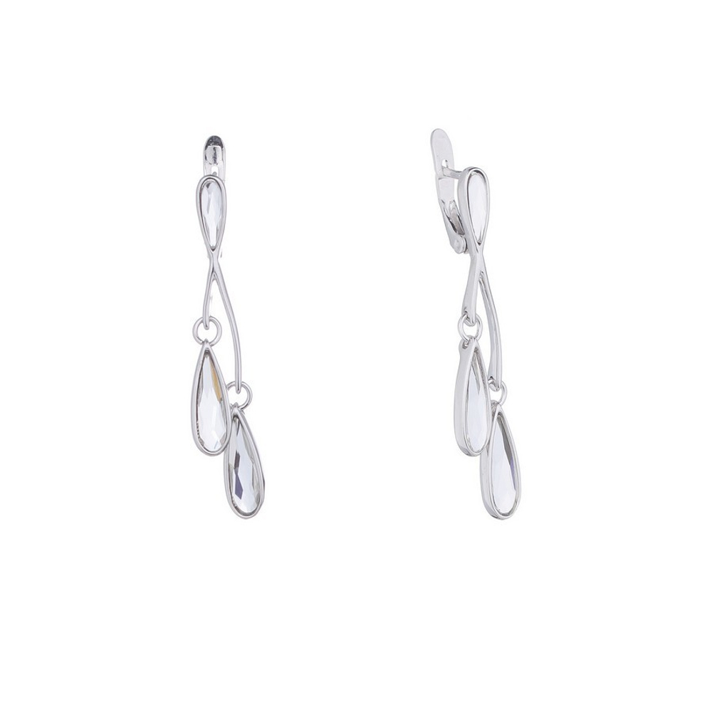 "Рампела" серьги в родиевом покрытии из коллекции "Incanto" от Jenavi  с английским замком