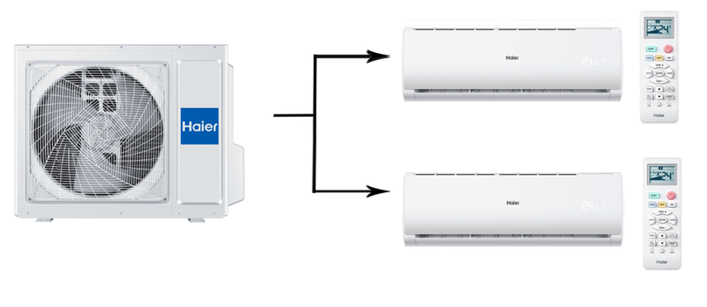 Мульти-сплит-система на 2 комнаты Haier 2U50S2SM1FA-3/AS07TS6HRA-M/AS12TS6HRA-M