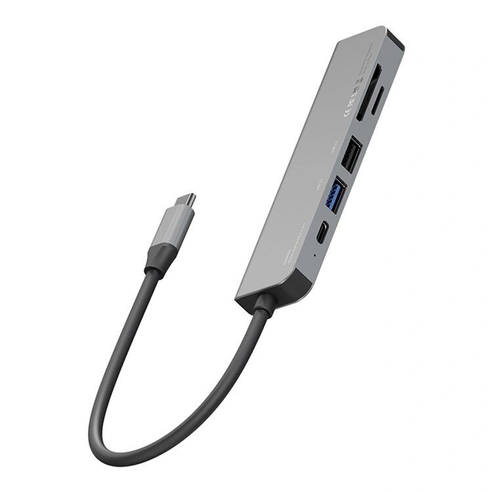 Разветвитель (Хаб) EnergEA AluHUB HD PRO2 6-in-1 Superspeed Aluminium USB-C 60W, Gunmetal (HUB-HD3-GUN)
