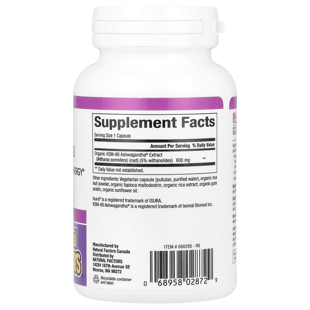 Natural Factors, Stress-Relax®, ашваганда, 600 мг, 60 вегетарианских капсул